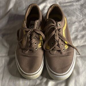 Vans Kids Brown Sneakers with Gold Highlights